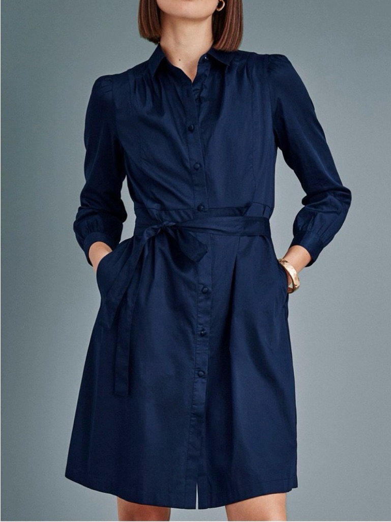 Design Collective Navy Shirt Dress Xs | Button Front Belted Pockets